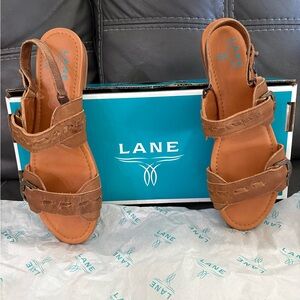 Lane Boot Co•Sz 9.5•Leather Whisperweave Sandals•Desert Clay🤎NWOB